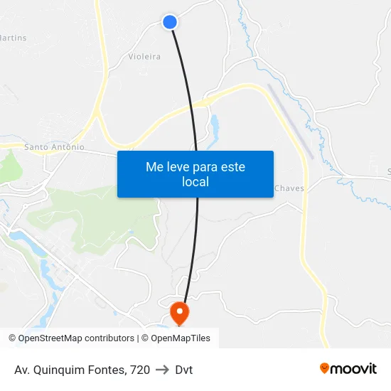 Av. Quinquim Fontes, 720 to Dvt map