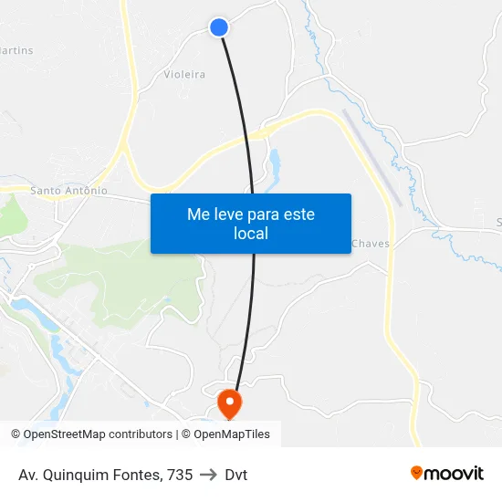 Av. Quinquim Fontes, 735 to Dvt map