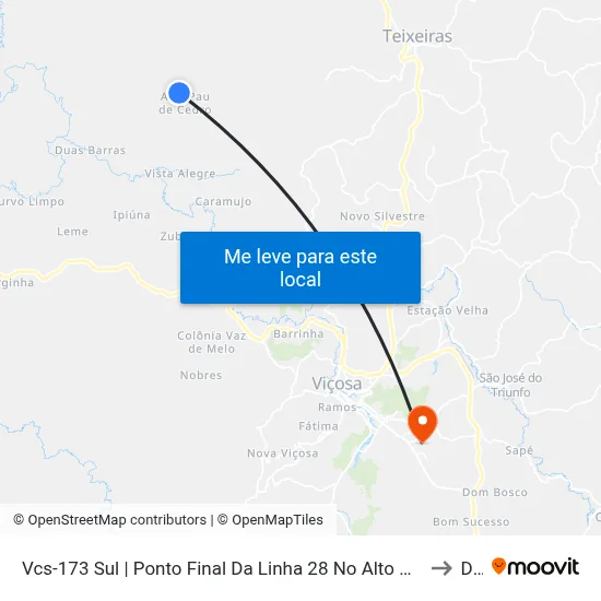 Vcs-173 Sul | Ponto Final Da Linha 28 No Alto Pau De Cedro to Dvt map