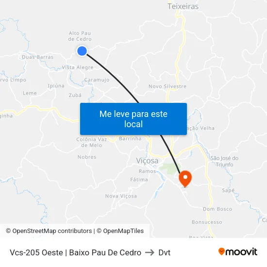 Vcs-205 Oeste | Baixo Pau De Cedro to Dvt map