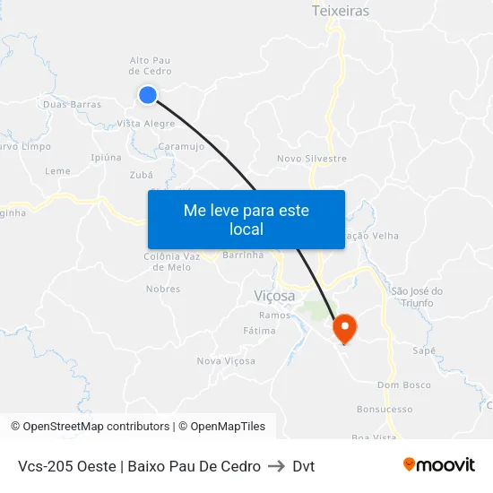 Vcs-205 Oeste | Baixo Pau De Cedro to Dvt map