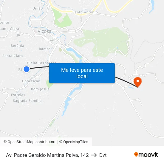 Av. Padre Geraldo Martins Paiva, 142 to Dvt map