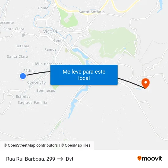 Rua Rui Barbosa, 299 to Dvt map