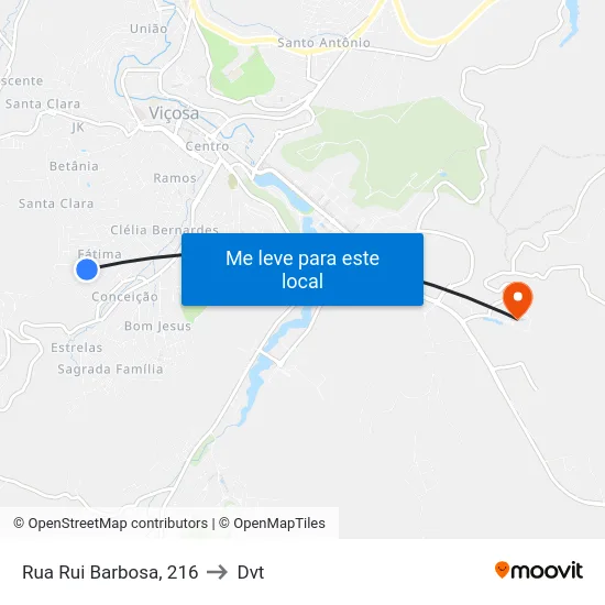 Rua Rui Barbosa, 216 to Dvt map