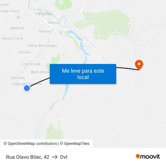 Rua Olavo Bilac, 42 to Dvt map