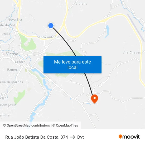 Rua João Batista Da Costa, 374 to Dvt map