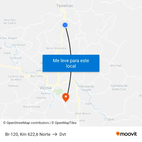 Br-120, Km 622,6 Norte to Dvt map