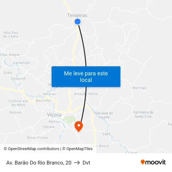 Av. Barão Do Rio Branco, 20 to Dvt map