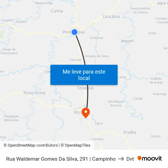 Rua Waldemar Gomes Da Silva, 291 | Campinho to Dvt map