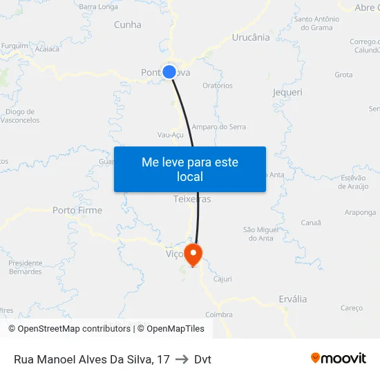 Rua Manoel Alves Da Silva, 17 to Dvt map