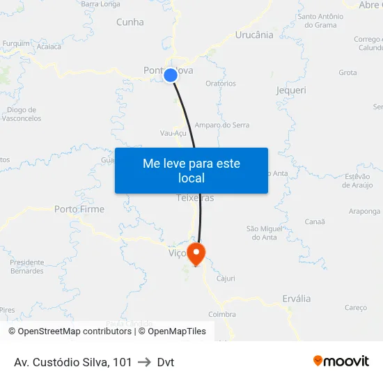 Av. Custódio Silva, 101 to Dvt map