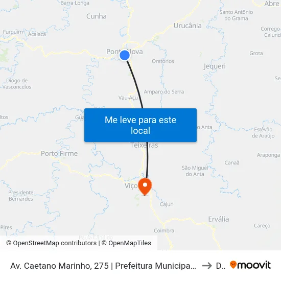 Av. Caetano Marinho, 275 | Prefeitura Municipal De Ponte Nova to Dvt map