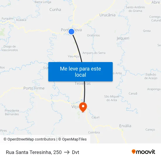 Rua Santa Teresinha, 250 to Dvt map