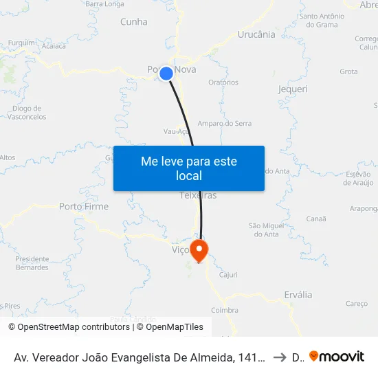 Av. Vereador João Evangelista De Almeida, 1415 | Padaria Ferreira Brito to Dvt map
