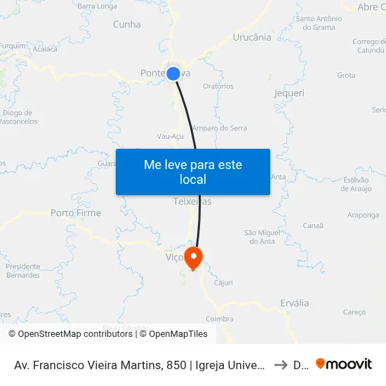 Av. Francisco Vieira Martins, 850 | Igreja Universal to Dvt map