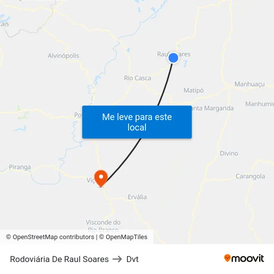 Rodoviária De Raul Soares to Dvt map