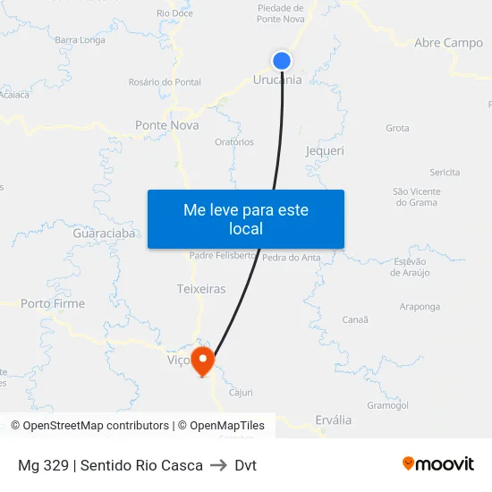 Mg 329 | Sentido Rio Casca to Dvt map