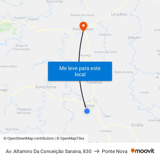 Av. Altamiro Da Conceição Saraiva, 830 to Ponte Nova map