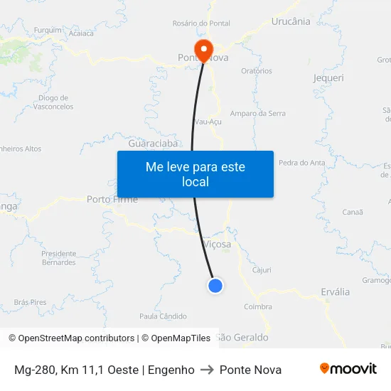 Mg-280, Km 11,1 Oeste | Engenho to Ponte Nova map