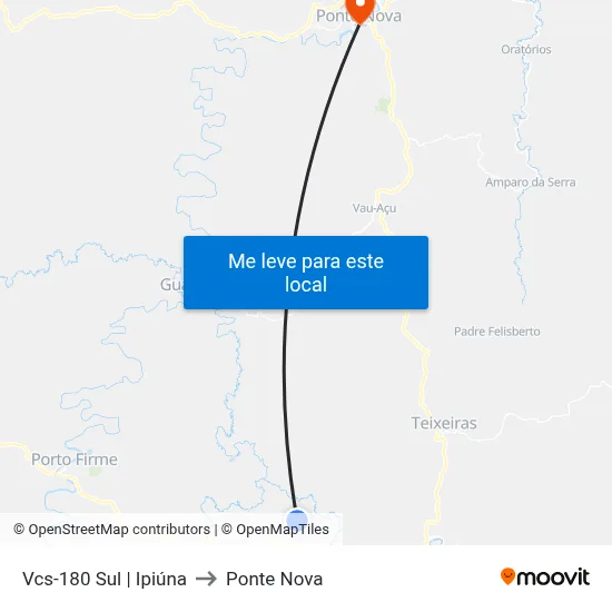 Vcs-180 Sul | Ipiúna to Ponte Nova map