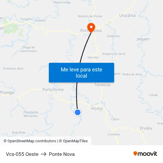 Vcs-055 Oeste to Ponte Nova map