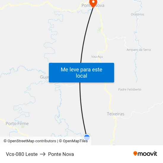 Vcs-080 Leste to Ponte Nova map