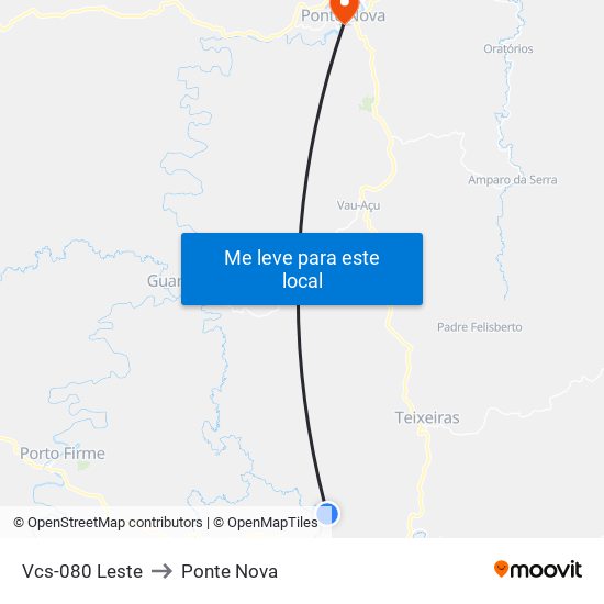 Vcs-080 Leste to Ponte Nova map