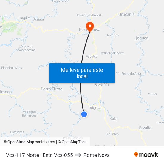 Vcs-117 Norte | Entr. Vcs-055 to Ponte Nova map