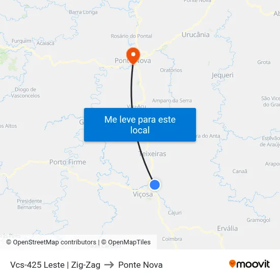Vcs-425 Leste | Zig-Zag to Ponte Nova map