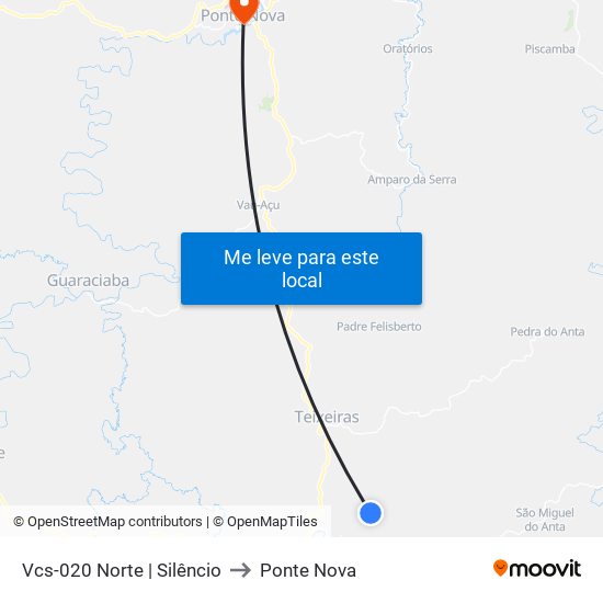 Vcs-020 Norte | Silêncio to Ponte Nova map