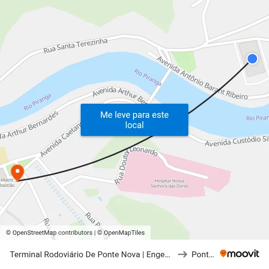 Terminal Rodoviário De Ponte Nova | Engenheiro Doutor Reinaldo Alves Costa to Ponte Nova map