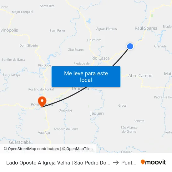Lado Oposto A Igreja Velha | São Pedro Dos Ferros Sentido Raul Soares to Ponte Nova map