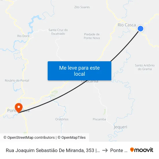 Rua Joaquim Sebastião De Miranda, 353 | Sentido Raul Soares to Ponte Nova map