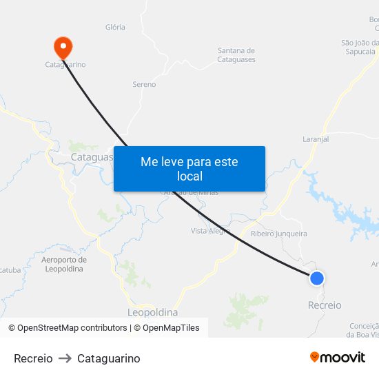 Recreio to Cataguarino map