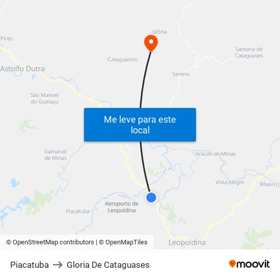 Piacatuba to Gloria De Cataguases map