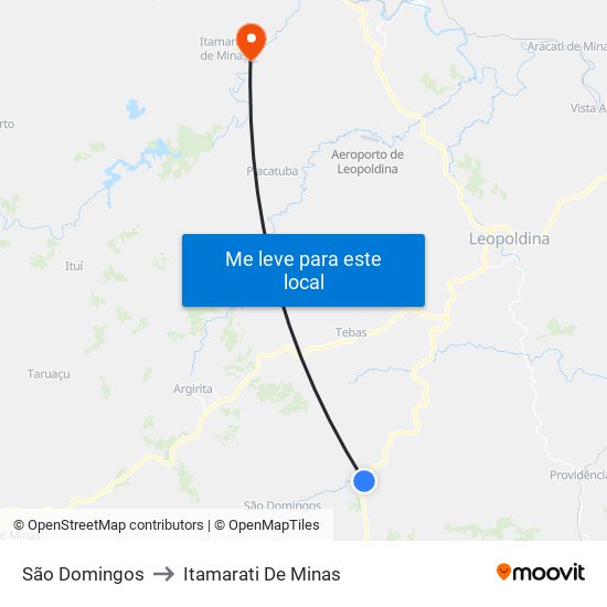 São Domingos to Itamarati De Minas map