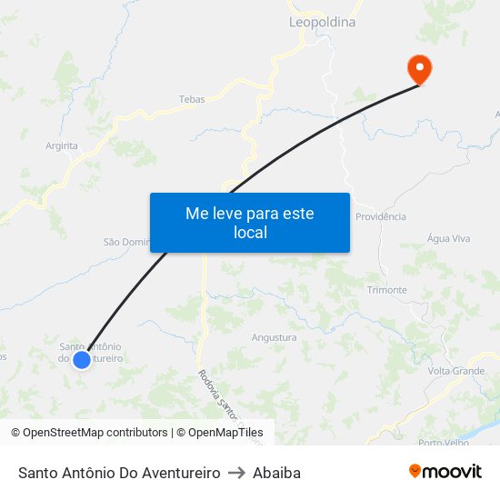 Santo Antônio Do Aventureiro to Abaiba map