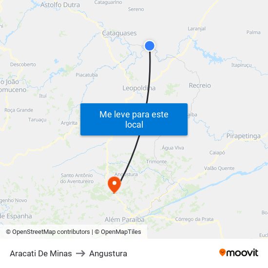 Aracati De Minas to Angustura map