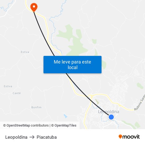 Leopoldina to Piacatuba map
