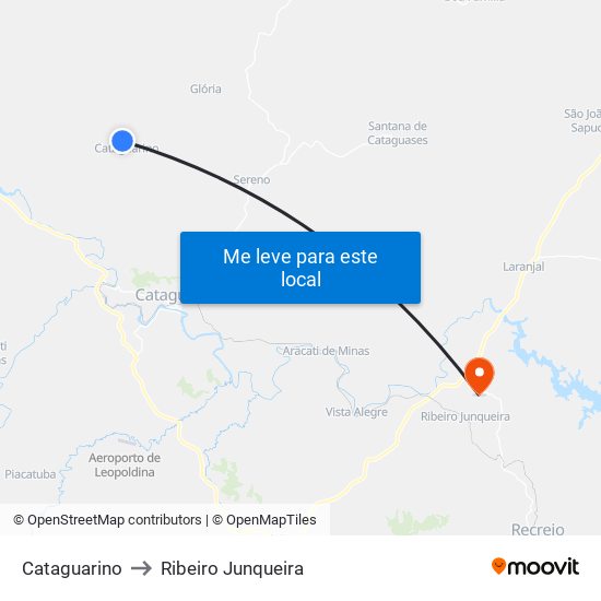 Cataguarino to Ribeiro Junqueira map