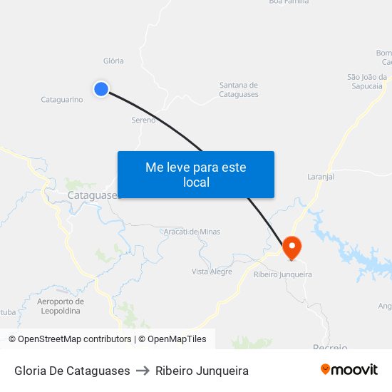 Gloria De Cataguases to Ribeiro Junqueira map