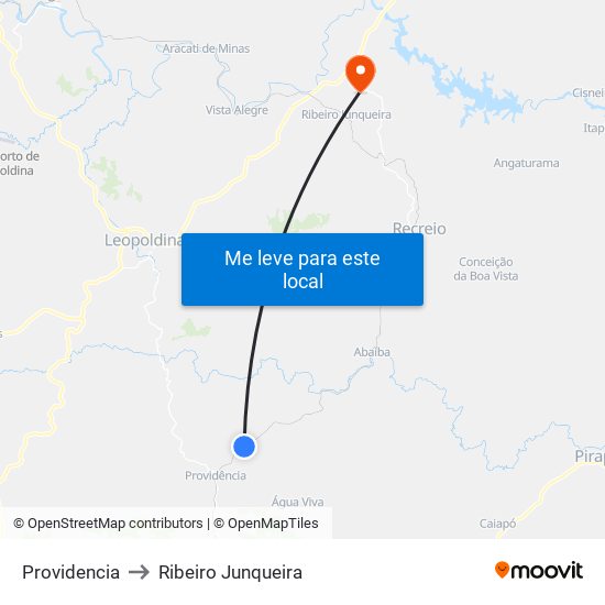 Providencia to Ribeiro Junqueira map