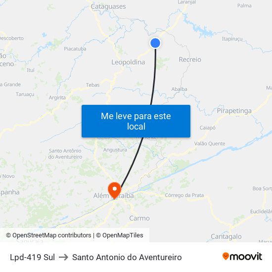 Lpd-419 Sul to Santo Antonio do Aventureiro map