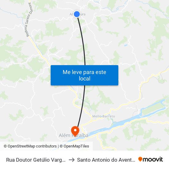 Rua Doutor Getúlio Vargas, 27 to Santo Antonio do Aventureiro map