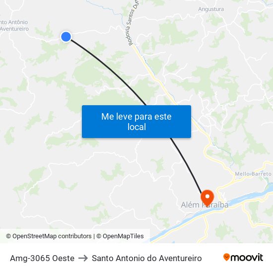Amg-3065 Oeste to Santo Antonio do Aventureiro map