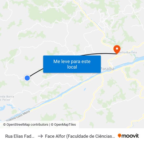 Rua Elias Fadel Sahione, Oeste to Face Alfor (Faculdade de Ciências Jurídicas e Gerenciais Alves Fortes) map
