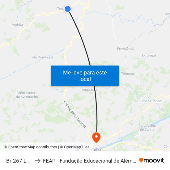 Br-267 Leste to FEAP - Fundação Educacional de Além Paraíba map