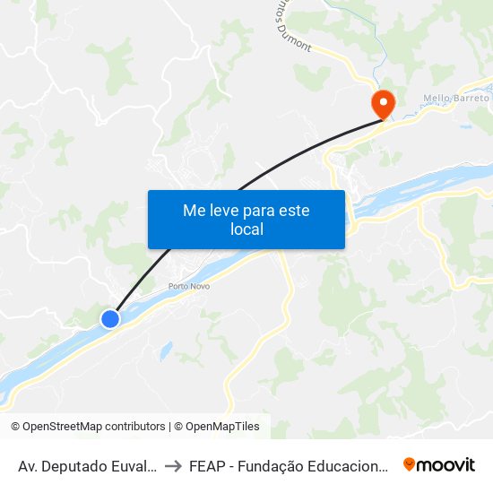 Av. Deputado Euvaldo Lodi, 735 to FEAP - Fundação Educacional de Além Paraíba map