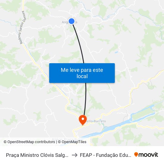 Praça Ministro Clóvis Salgado | Ponto Final De Angustura to FEAP - Fundação Educacional de Além Paraíba map