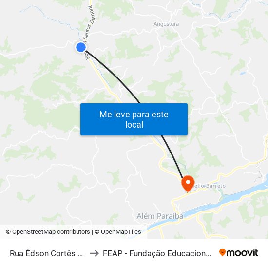 Rua Édson Cortês Marinho, 855 to FEAP - Fundação Educacional de Além Paraíba map